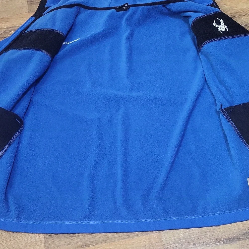 SPYDER Blue Black Full Zip Fleece Line Hooded Jacket